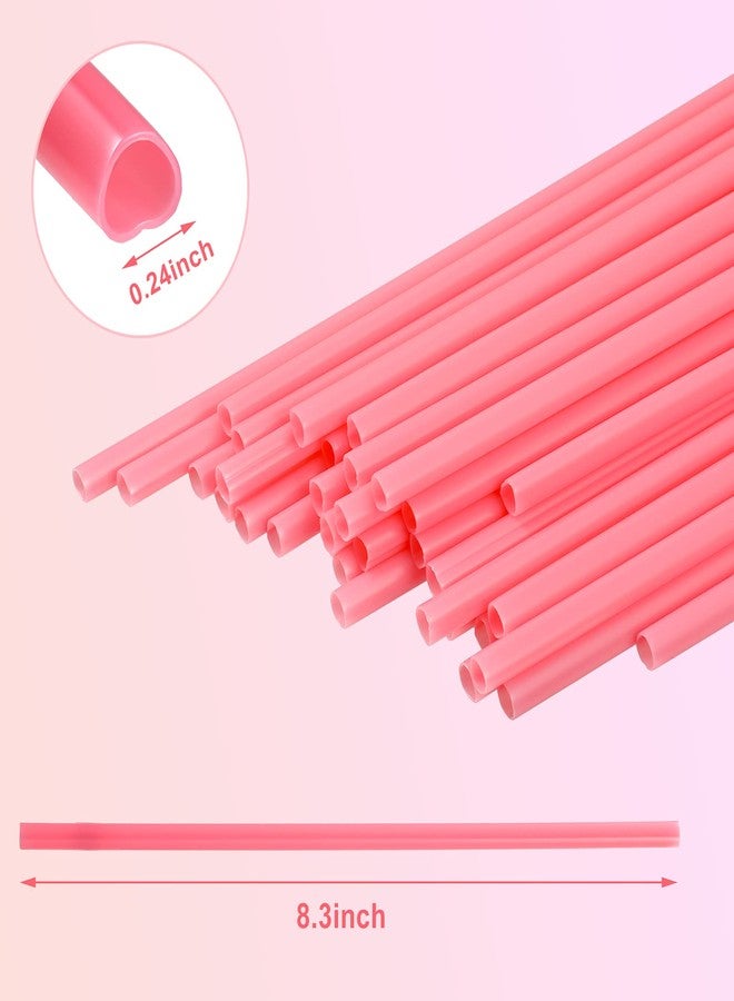 Pickmesh 100 Pieces 100 Pieces Valentine Straws Heart Shaped Pink Plastic Disposable Drinking Cute Coffee Milk Straw Valentine Party Favors for Bridal Shower Wedding Supplies - Image 2